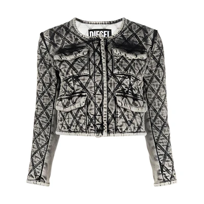 (Women) DIESEL Cropped Jacket with Contrast Stitching. A056310ELAR8AF