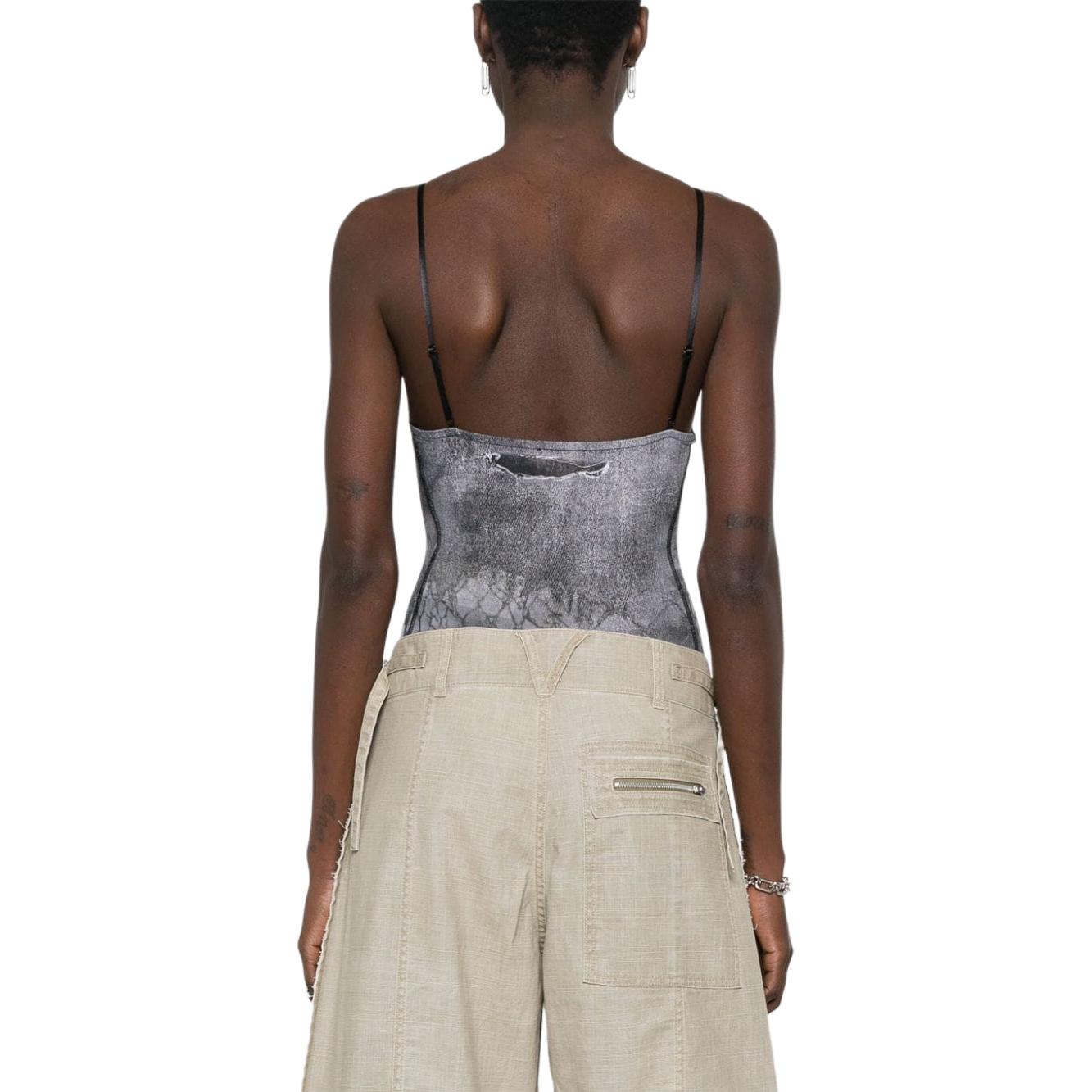 Shop (W) DIESEL Jumpsuit Slim Fit Kelabu dengan Rekaan Patchwork. A133000QIAD-02