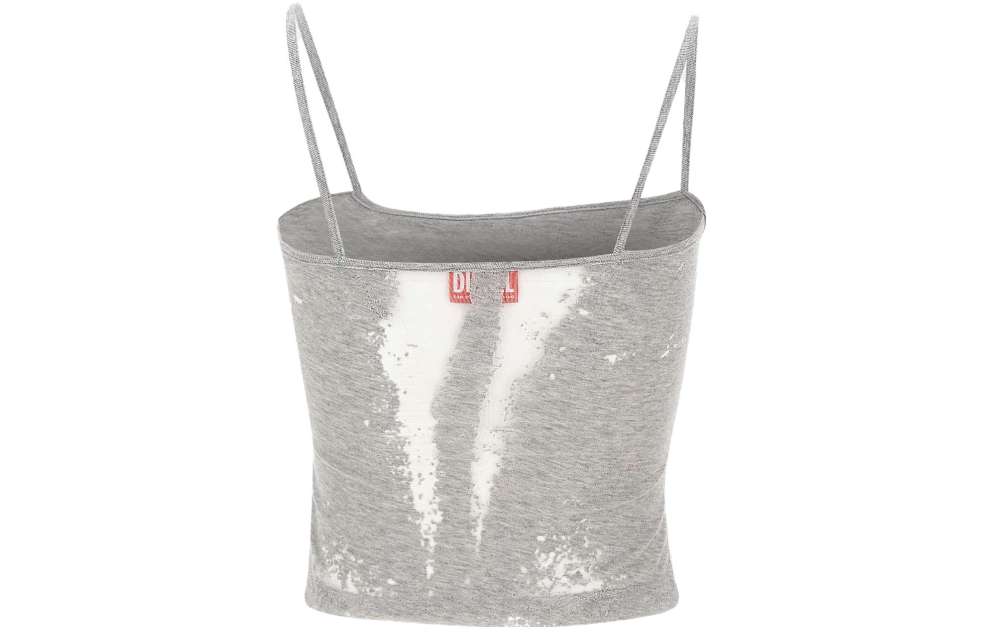 Lookbook (W) 디젤 그레이 슬림핏 레터 프린트 코튼 크롭 탱크탑 A125850SHAY-9CBA