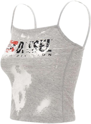 (W) 디젤 그레이 슬림핏 레터 프린트 코튼 크롭 탱크탑 A125850SHAY-9CBA Shop (W) 디젤 그레이 슬림핏 레터 프린트 코튼 크롭 탱크탑 A125850SHAY-9CBA