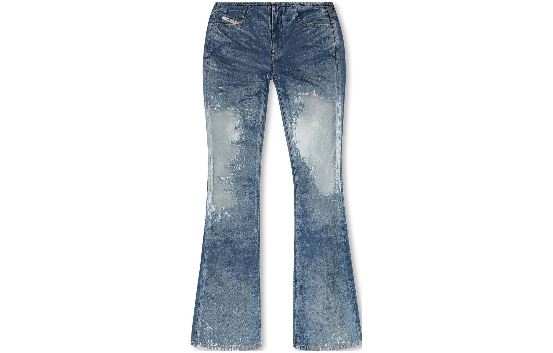 (Women) DIESEL  Low-Rise Slim-Fit Colorblock Blue Jeans with Zip Closure. A12562068JH01
