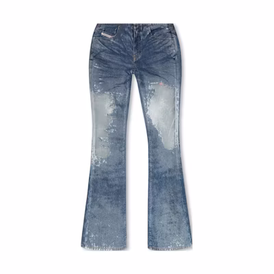 (Women) DIESEL Low-Rise Slim-Fit Colorblock Blue Jeans with Zip Closure. A12562068JH01