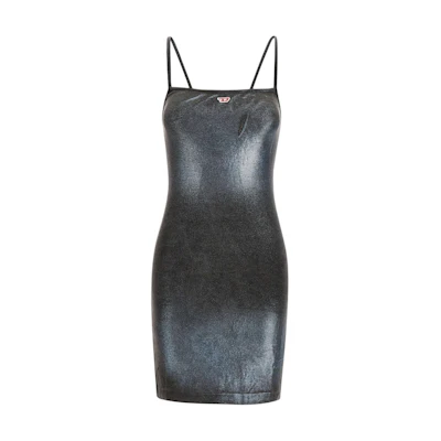 (Women) DIESEL Metallic Sheen Slim-Fit Mini Cami Dress in Black. A127210EPAG-900A