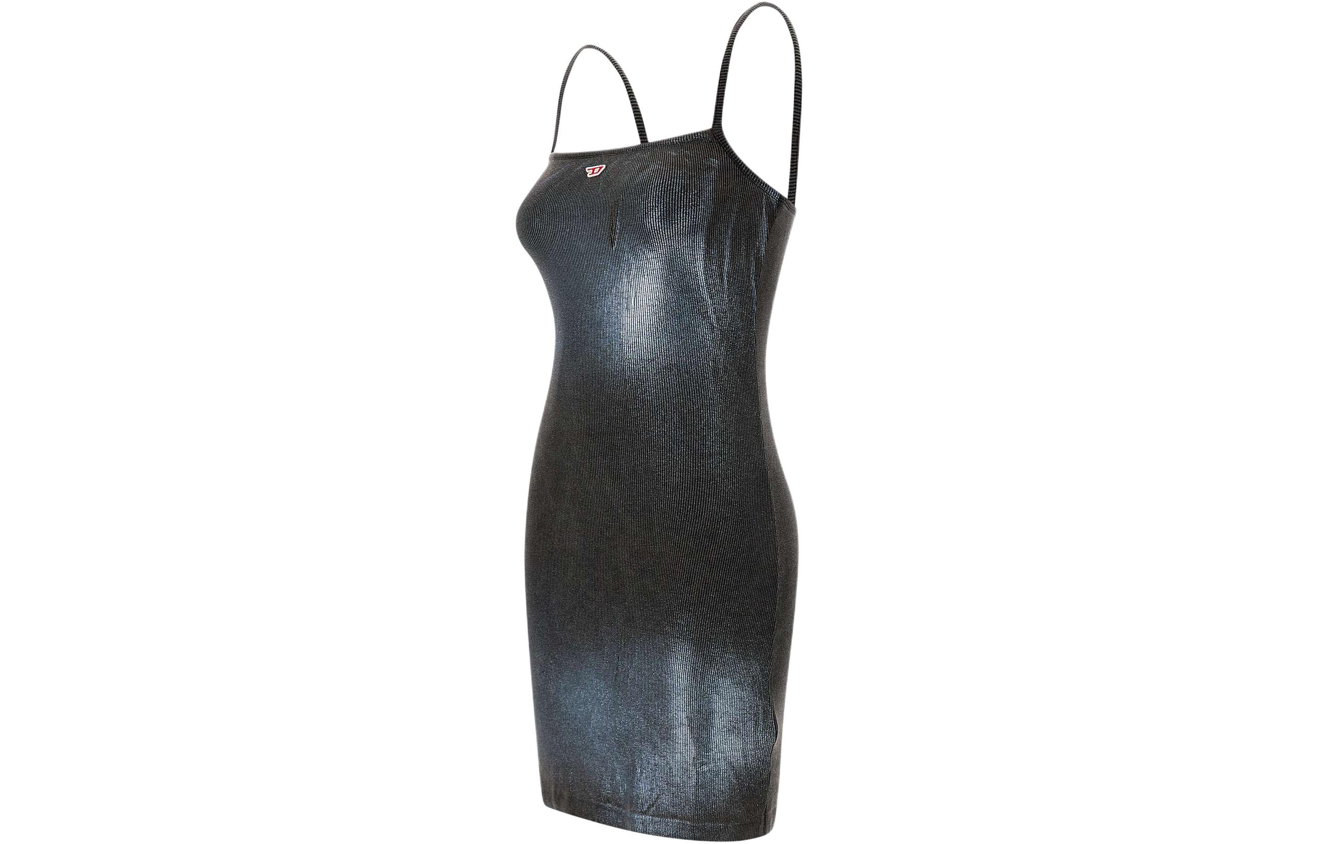 Shop (Women) DIESEL  Metallic Sheen Slim-Fit Mini Cami Dress in Black. A127210EPAG-900A