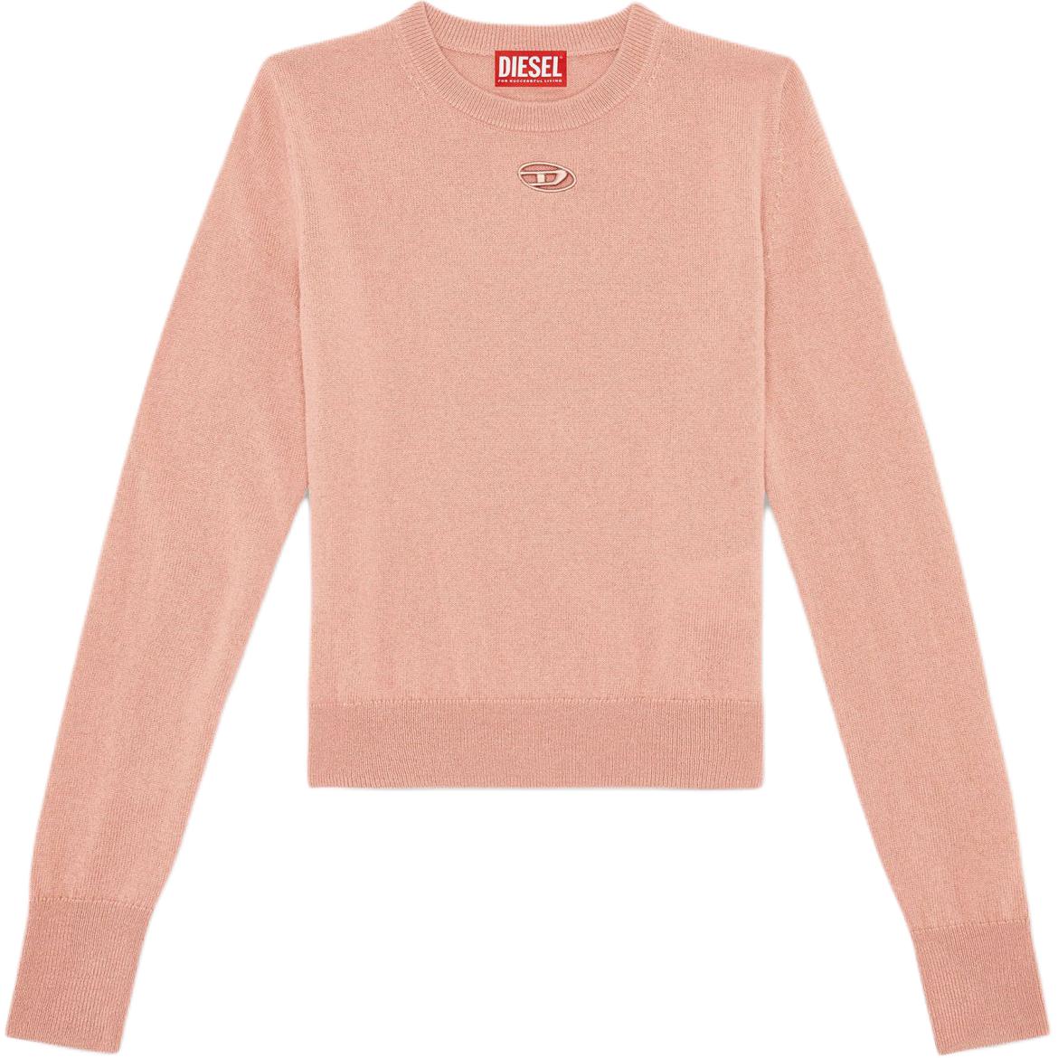(Women) DIESEL  Pink Slim-Fit Ribbed Oval-D Logo Knitted Long Sleeve Top A130130GEAY3BU