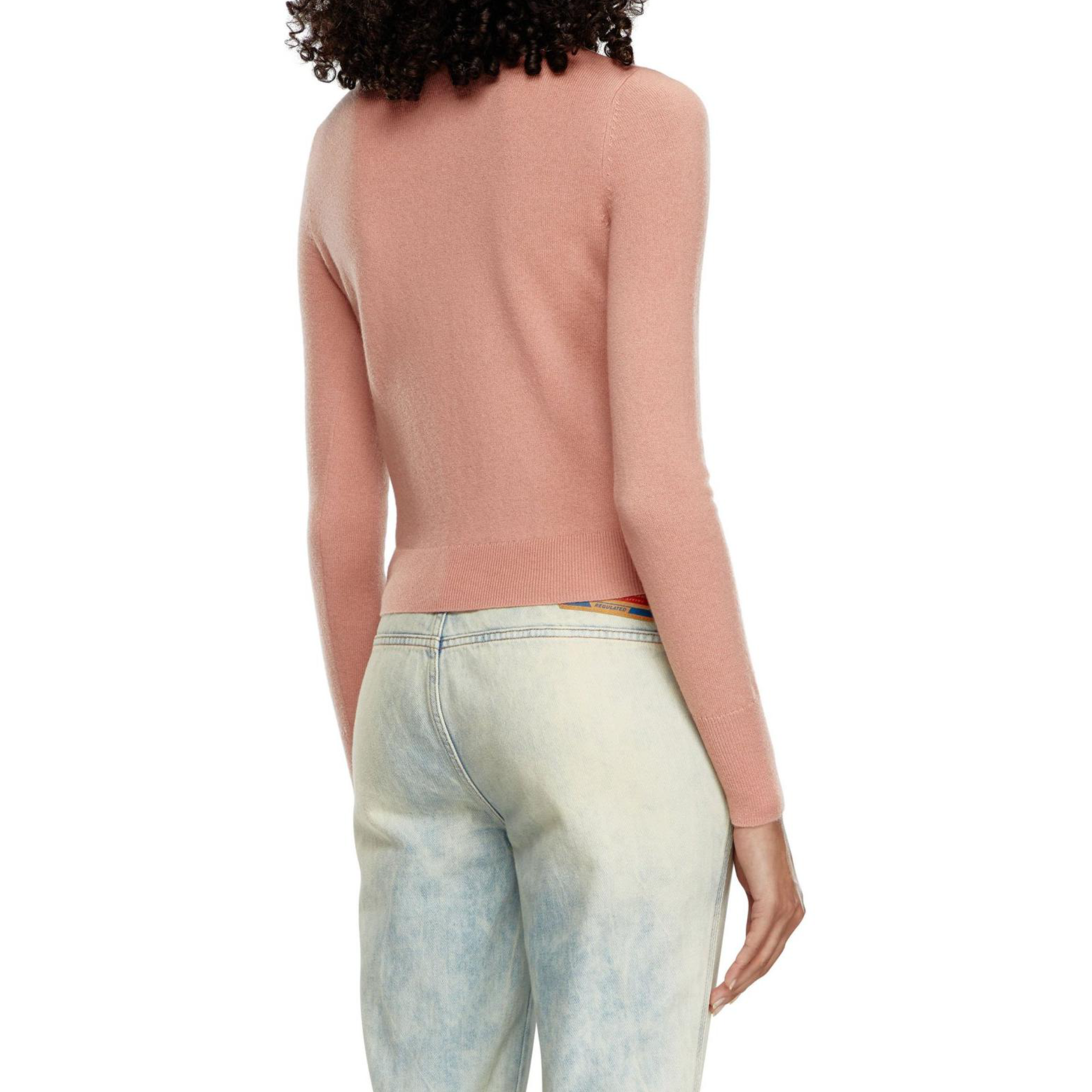 Purchase (W) DIESEL 粉色修身罗纹椭圆形标志针织长袖上衣 A130130GEAY3BU