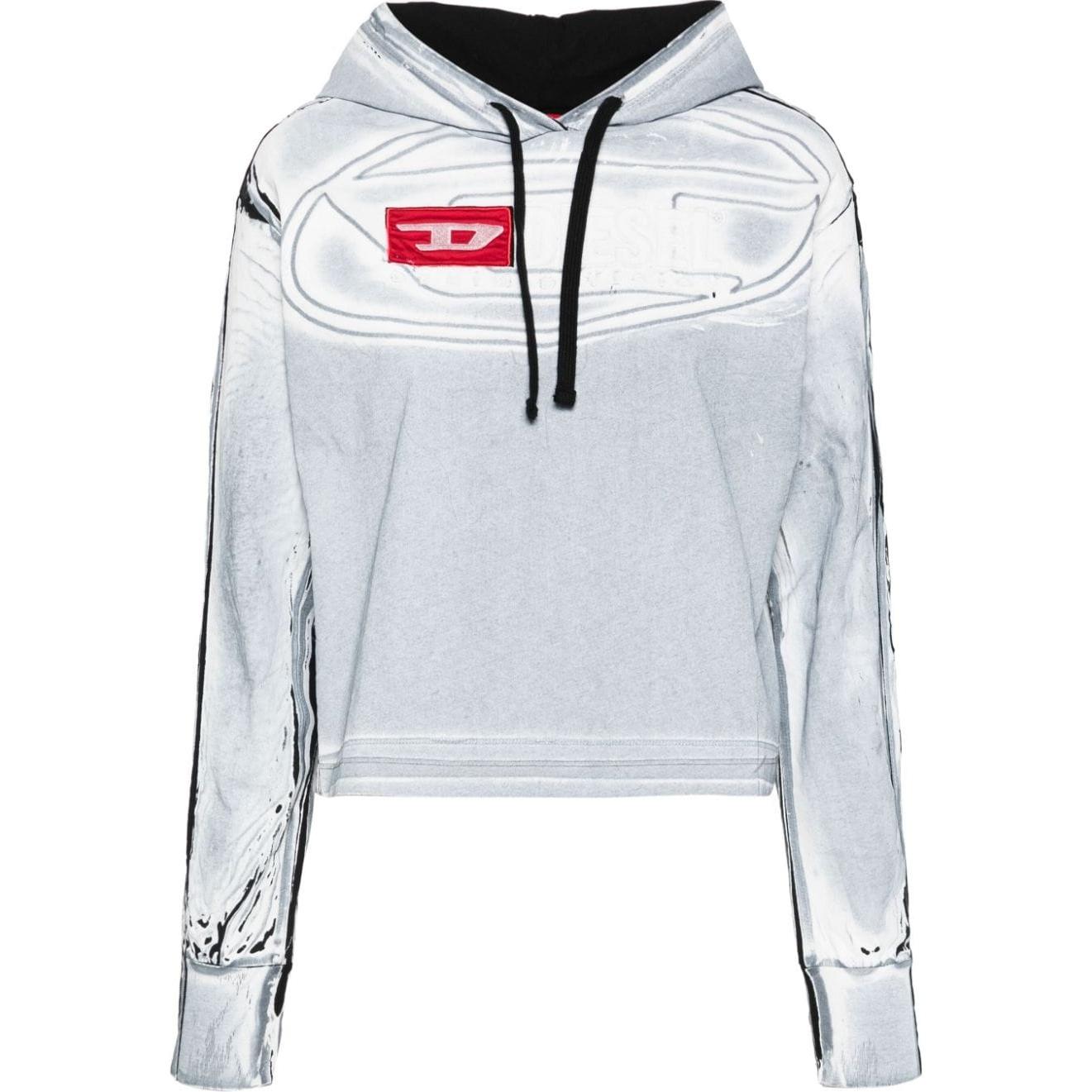 (Women) DIESEL  Short Hoodie with Logo Print and Drop Shoulder in Gray. A132460QHAZ