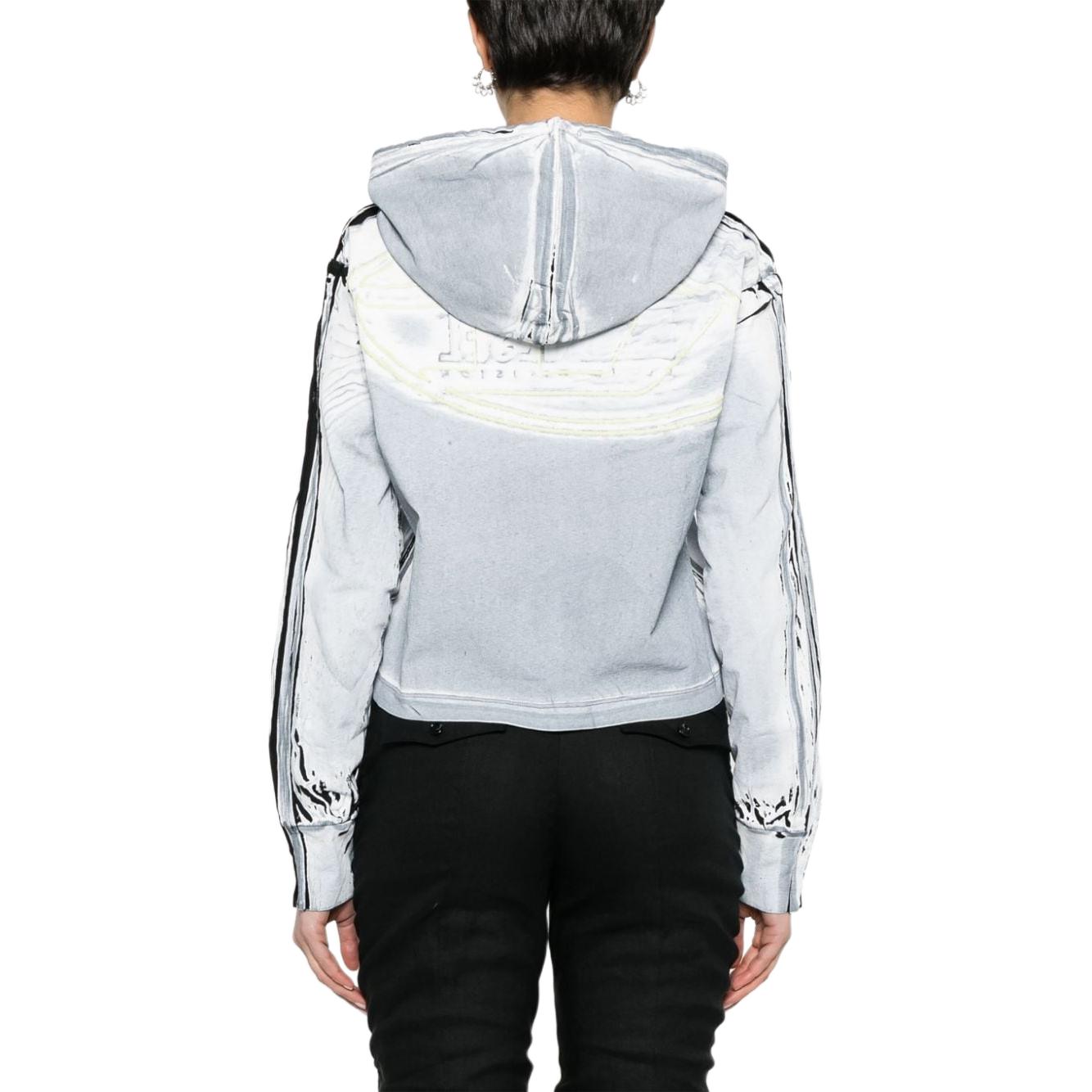 Shop (Women) DIESEL  Short Hoodie with Logo Print and Drop Shoulder in Gray. A132460QHAZ