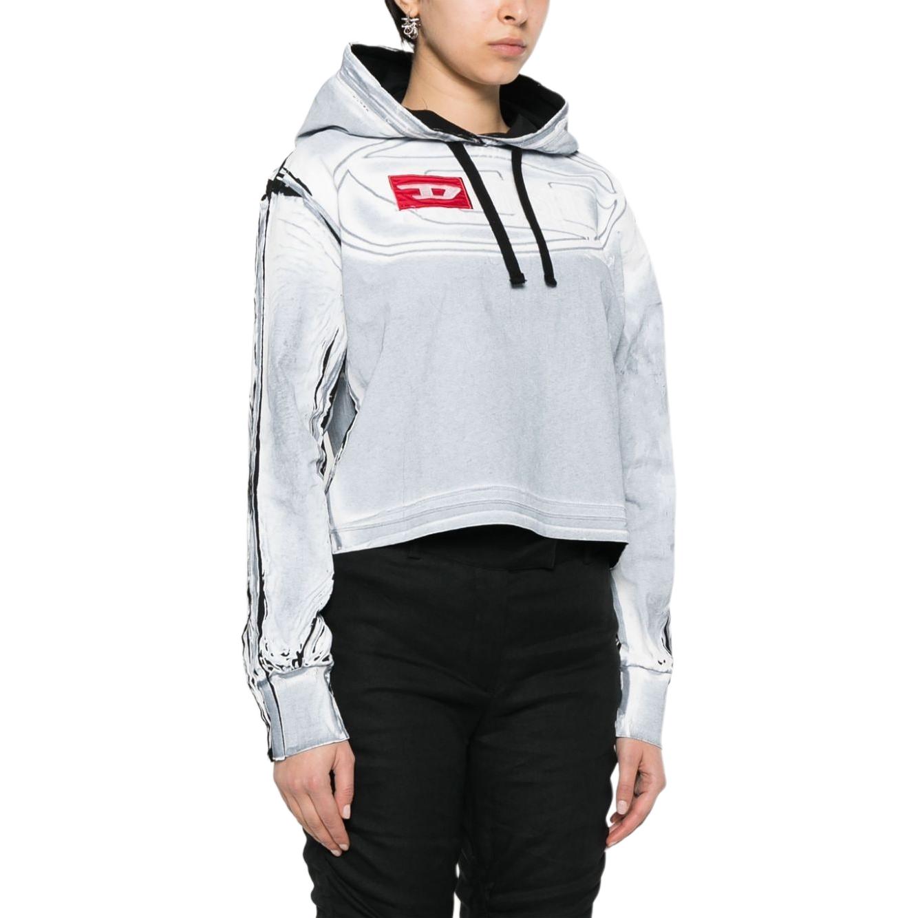 Purchase (Women) DIESEL  Short Hoodie with Logo Print and Drop Shoulder in Gray. A132460QHAZ