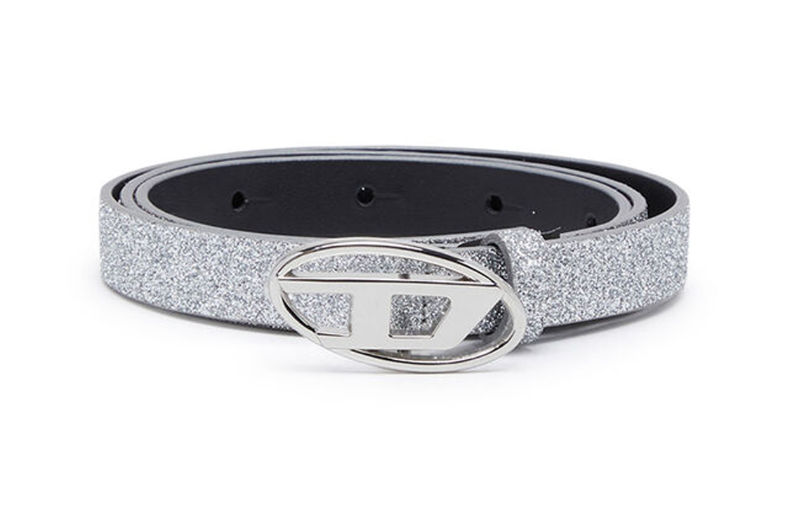 Order (W) 디젤 실버 로고 버클 스트랩 벨트 - 2CM 폭. X09918P0787H0535