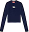 Buy (W) DIESEL SS24 Oval D Logo Baju Ketat Rajut Navy Biru. A123970DLAX-8AT