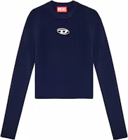 Order (Women) DIESEL SS24 Oval D Metal Logo Ribbed Knitted Slim Top Navy Blue. A123970DLAX-8AT