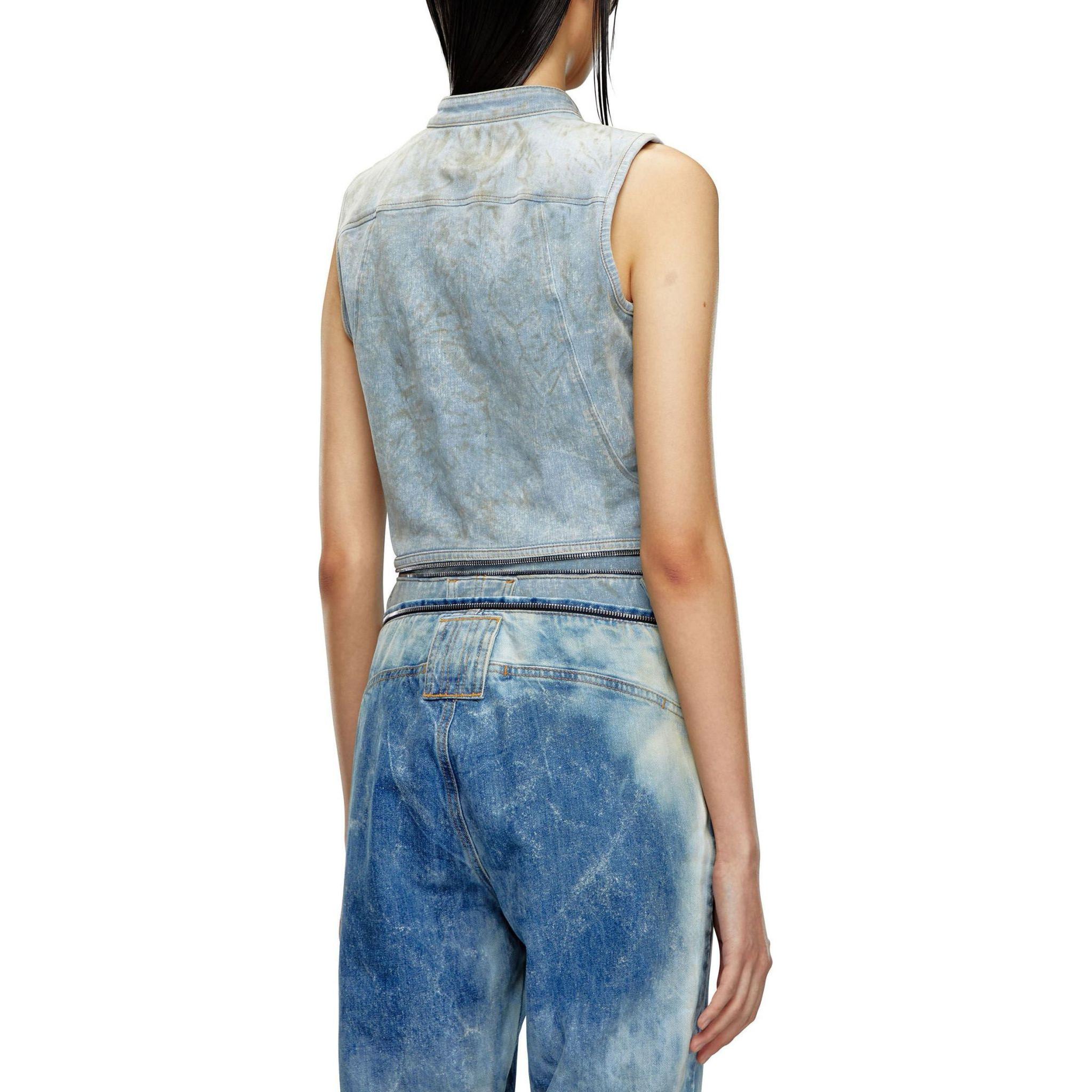 Details for (Women) DIESEL  SS24 Stretch Washed Denim Sleeveless Shirt Light Blue A1391009J93