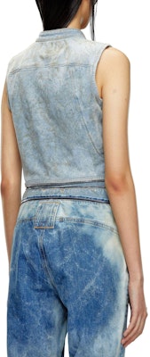 (Women) DIESEL SS24 Stretch Washed Denim Sleeveless Shirt Light Blue A1391009J93 Details for (Women) DIESEL SS24 Stretch Washed Denim Sleeveless Shirt Light Blue A1391009J93