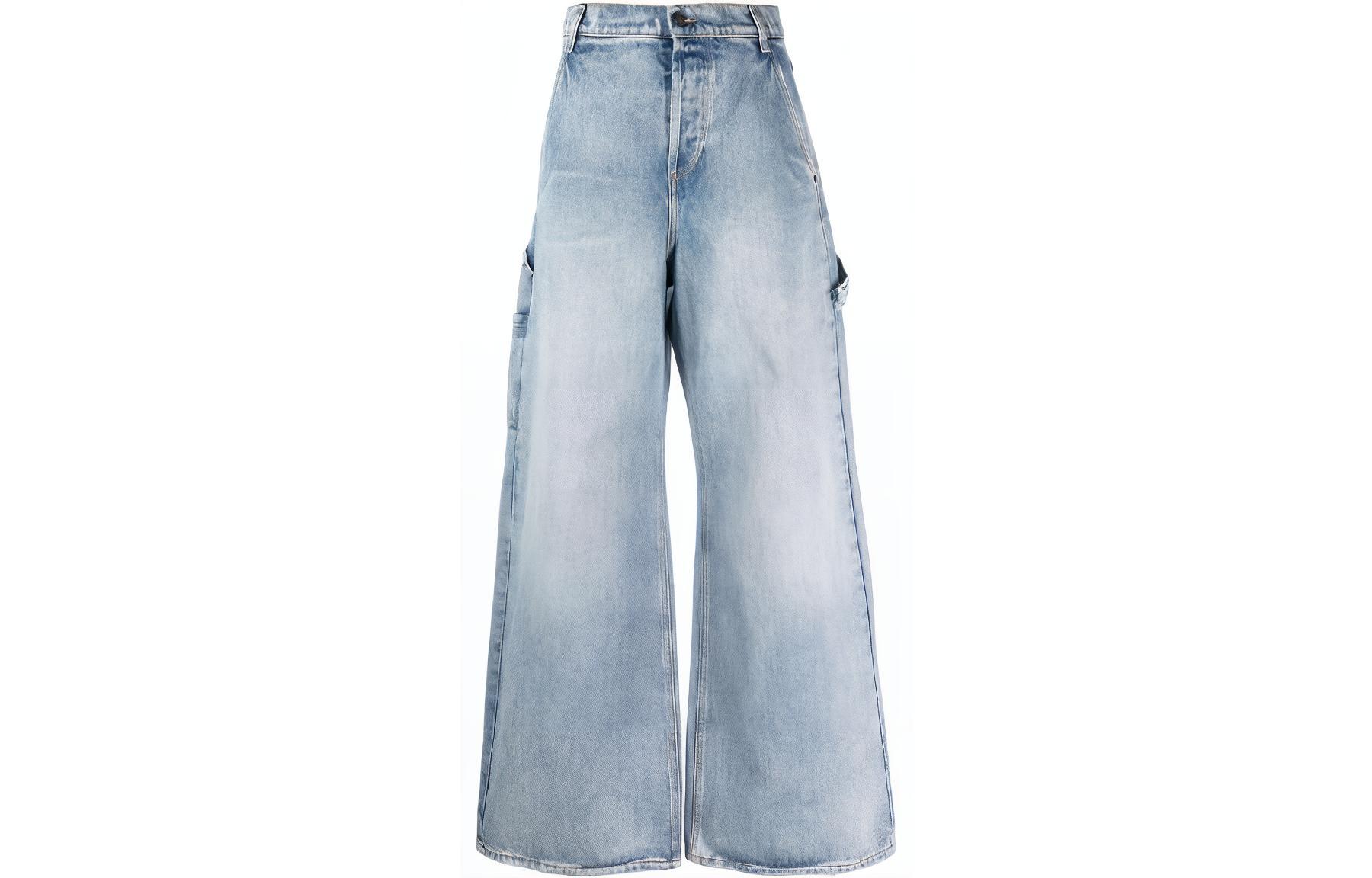 (Women) DIESEL  Washed Wide-Leg Jeans with Zipper Details A096860EMAG01