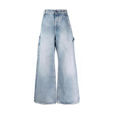 (Women) DIESEL Washed Wide-Leg Jeans with Zipper Details A096860EMAG01