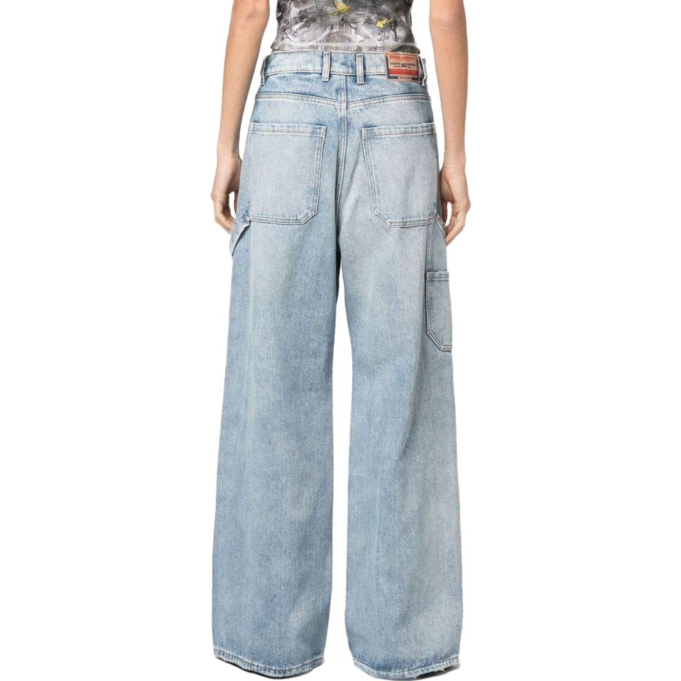 (Women) DIESEL  Washed Wide-Leg Jeans with Zipper Details A096860EMAG01 圖 5