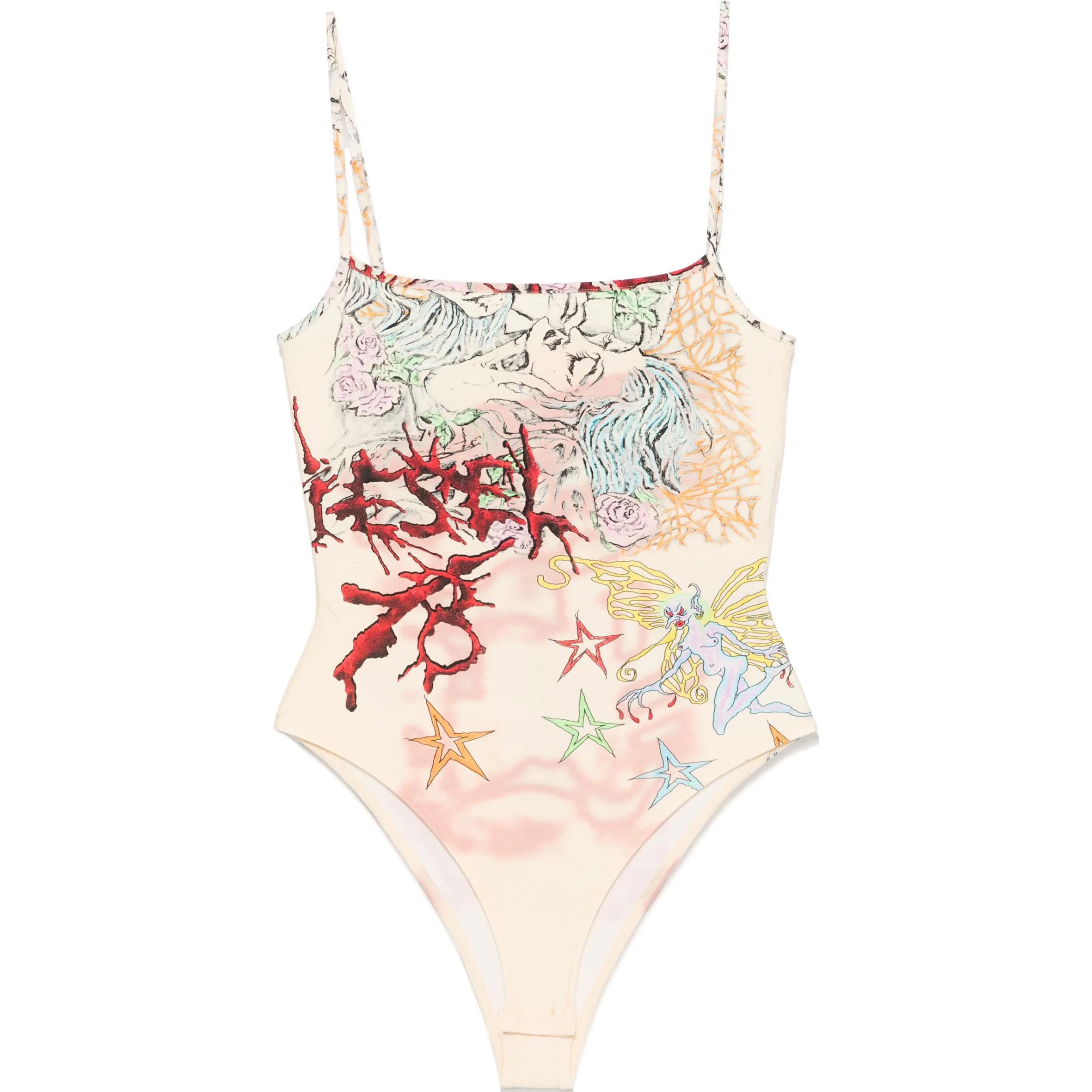 (Women) DIESEL All-Over Print Slim Swimsuit Women’s Light Beige A16639-0KNAU-7FB