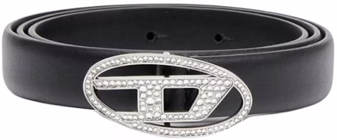 (Women) DIESEL Black Leather Belt for Women with Logo Smooth Buckle Design. X09972P6364T8013 (Women) DIESEL Black Leather Belt for Women with Logo Smooth Buckle Design. X09972P6364T8013