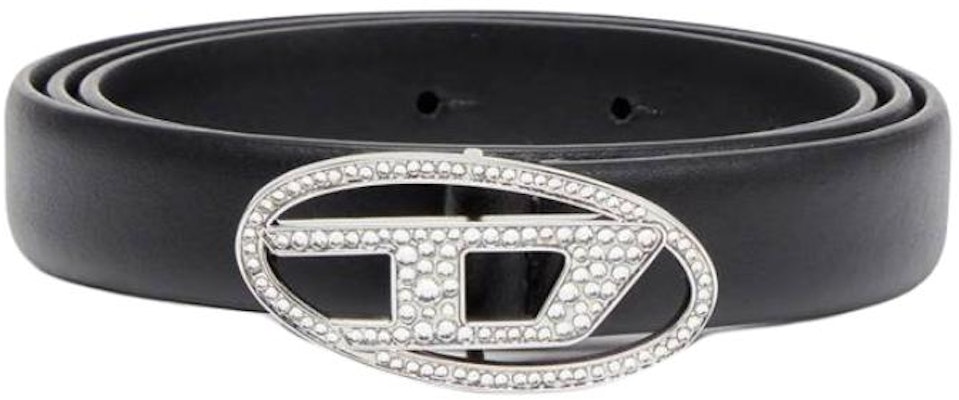 (W) 디젤 여성용 블랙 가죽 벨트 로고 스무스 버클 디자인. X09972P6364T8013 Order (W) 디젤 여성용 블랙 가죽 벨트 로고 스무스 버클 디자인. X09972P6364T8013