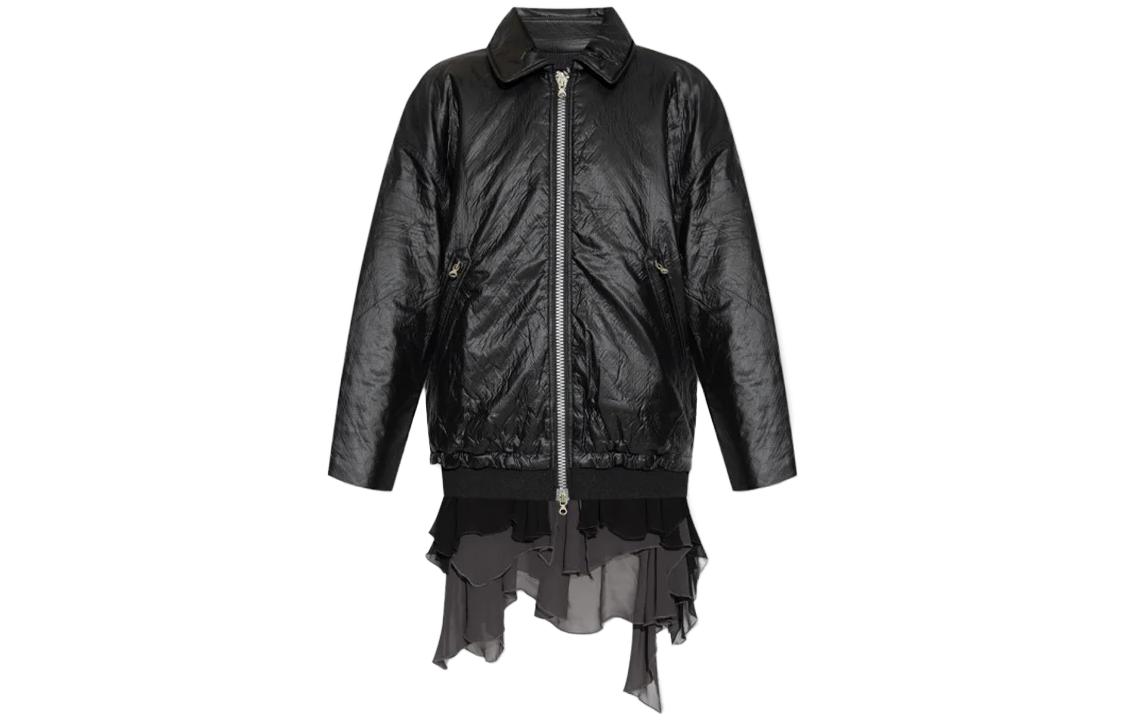 (Women) Diesel Black Solid Square Neck Zip Long-Sleeve Jacket with Asym Hem A085870HGAX-9XX 圖 2