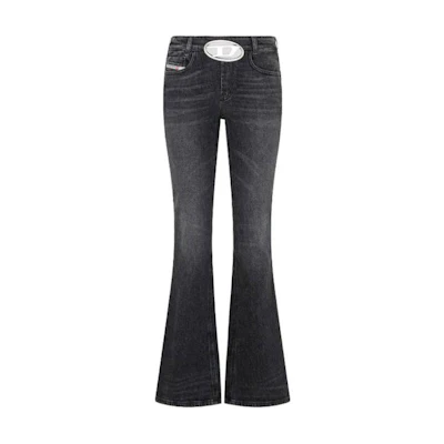 (Women) DIESEL D-Ebbey Slim Flare Letter Patch Black Denim Jeans Women. A114560CKAH02