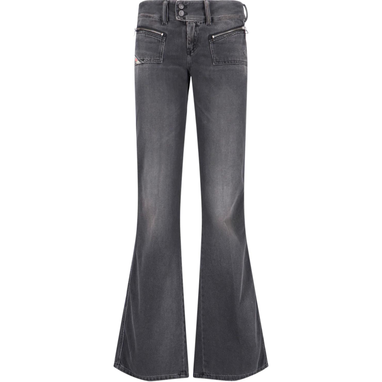 (Women) DIESEL D-Hush  Flared Blue Denim Jeans with Multi-Pocket Design. A1476009K14-02