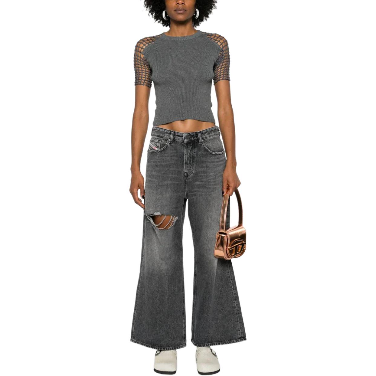 Lookbook (W) DIESEL D-Sire ウォッシュドグレー ワイドレッグ ジッパージーンズ レディース用 A13495007X-402