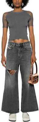 (W) DIESEL D-Sire ウォッシュドグレー ワイドレッグ ジッパージーンズ レディース用 A13495007X-402 Lookbook (W) DIESEL D-Sire ウォッシュドグレー ワイドレッグ ジッパージーンズ レディース用 A13495007X-402