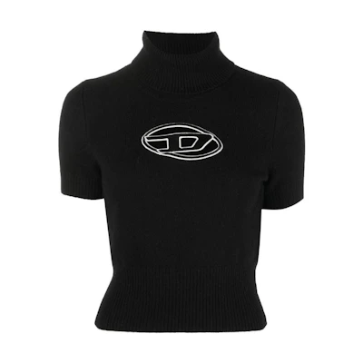 (Women) DIESEL FW22 Black Wool Cashmere Knit Turtleneck Short Sleeve Sweater. A067130KCAE9XX
