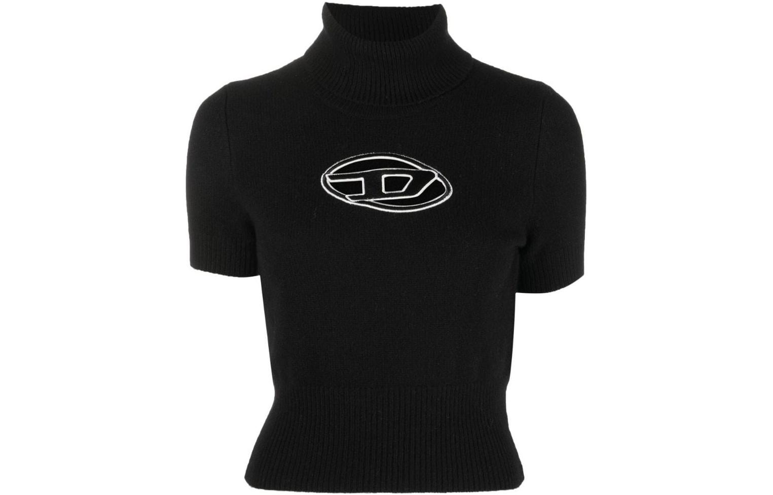 Order (W) DIESEL FW22 ブラック ウール カシミア ニット タートルネック半袖セーター A067130KCAE9XX