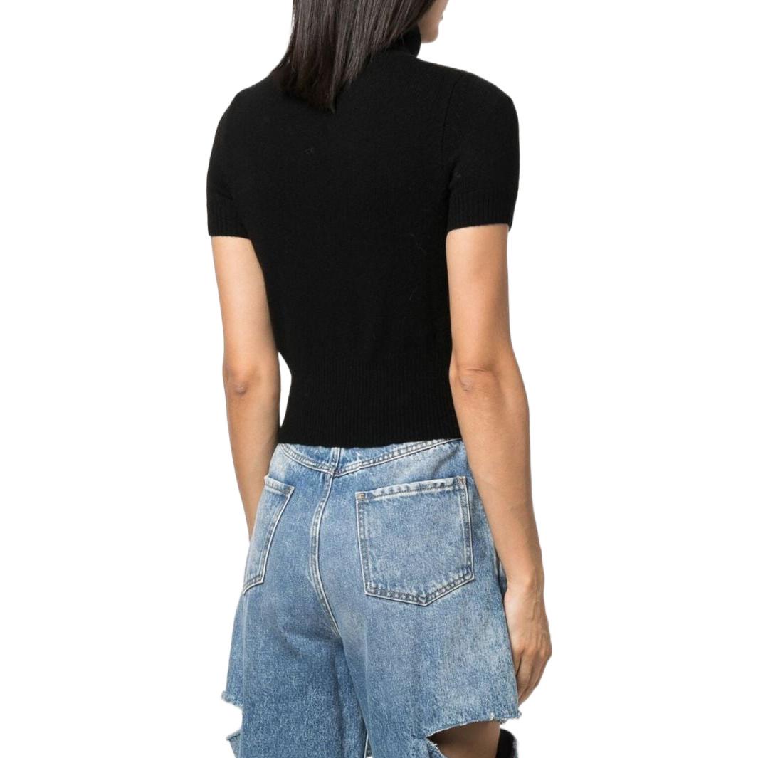 Shop (W) DIESEL FW22 ブラック ウール カシミア ニット タートルネック半袖セーター A067130KCAE9XX