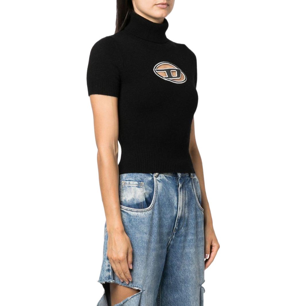 Purchase (W) DIESEL FW22 ブラック ウール カシミア ニット タートルネック半袖セーター A067130KCAE9XX