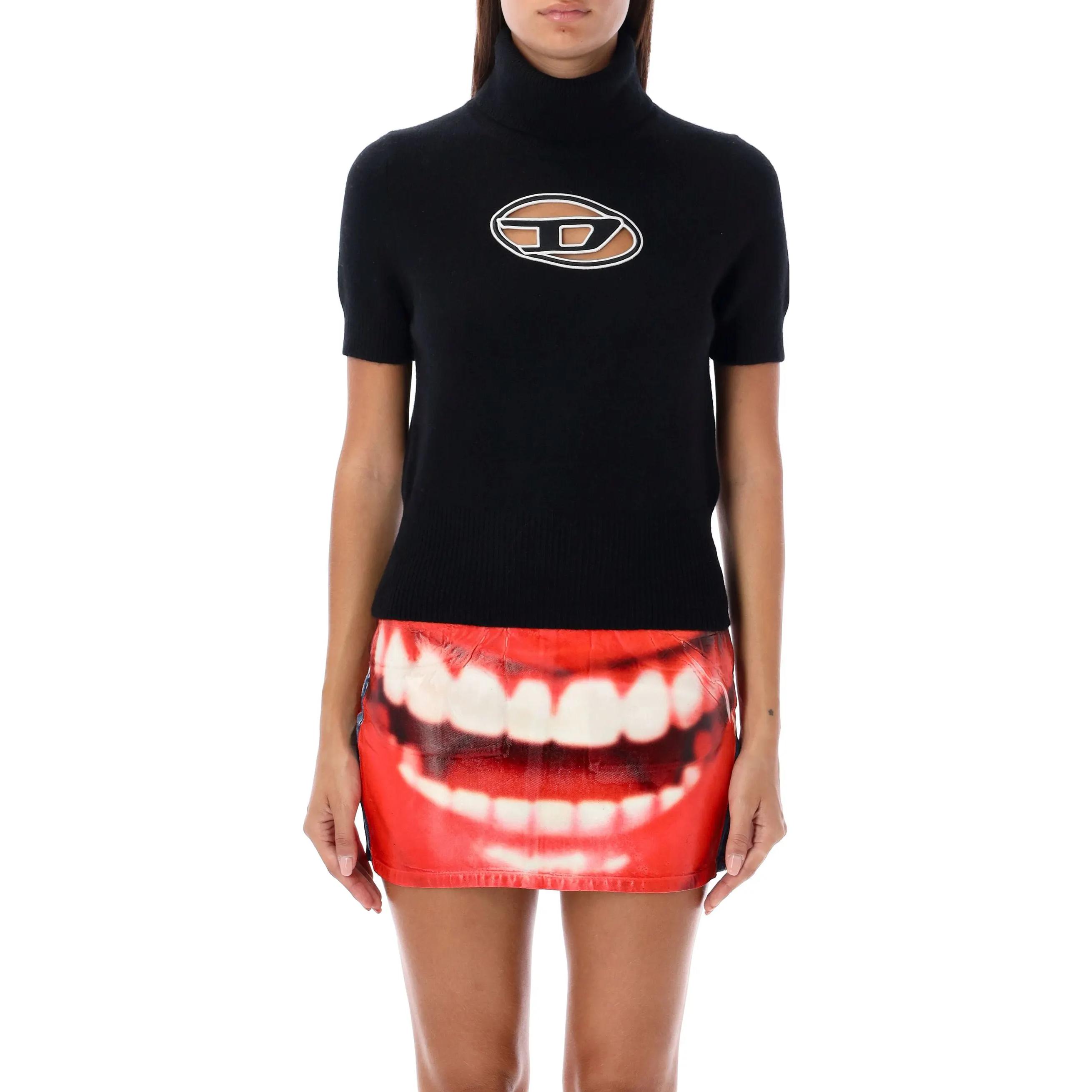 Details for (W) DIESEL FW22 ブラック ウール カシミア ニット タートルネック半袖セーター A067130KCAE9XX