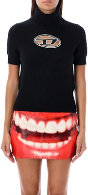 (Women) DIESEL FW22 Black Wool Cashmere Knit Turtleneck Short Sleeve Sweater. A067130KCAE9XX Details for (Women) DIESEL FW22 Black Wool Cashmere Knit Turtleneck Short Sleeve Sweater. A067130KCAE9XX