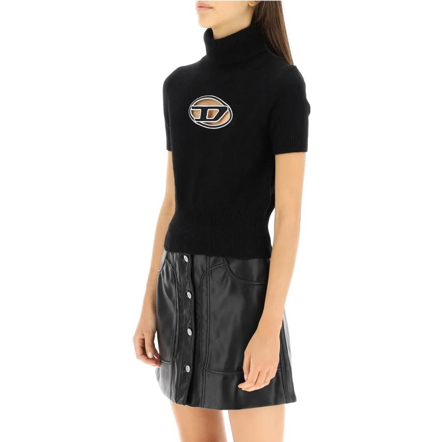 Sizing (W) DIESEL FW22 ブラック ウール カシミア ニット タートルネック半袖セーター A067130KCAE9XX