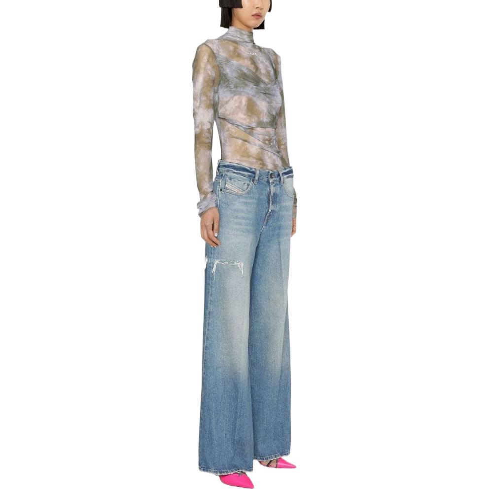 Purchase (W) DIESEL FW22 高腰破壞直筒牛仔褲 藍色 A0362509D9701