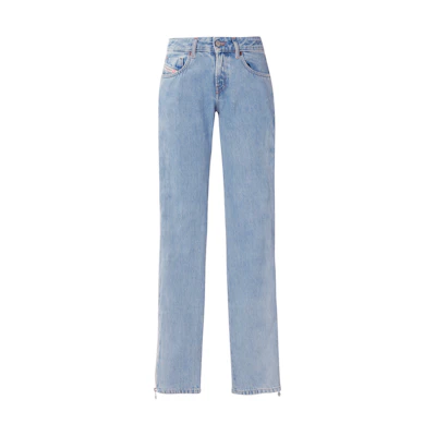 (Women) DIESEL FW22 Low-Waist Blue Jeans with Side Zipper Casual Style. A0554309D17