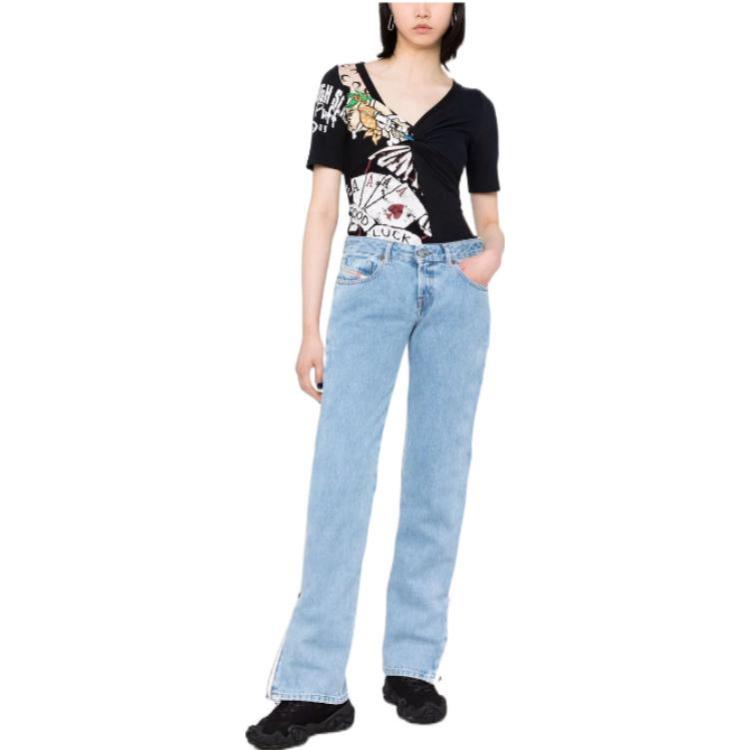 (Women) DIESEL FW22  Low-Waist Blue Jeans with Side Zipper Casual Style. A0554309D17 圖 6