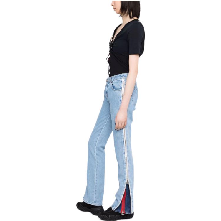 (Women) DIESEL FW22  Low-Waist Blue Jeans with Side Zipper Casual Style. A0554309D17 圖 8