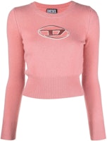 (Women) DIESEL FW22 Pink Wool Sweater with Logo Embroidery. A067120KCAE36M (Women) DIESEL FW22 Pink Wool Sweater with Logo Embroidery. A067120KCAE36M