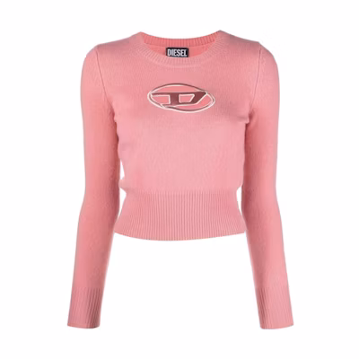(Women) DIESEL FW22 Pink Wool Sweater with Logo Embroidery. A067120KCAE36M