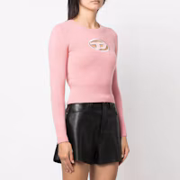 Purchase (Women) DIESEL FW22 Pink Wool Sweater with Logo Embroidery. A067120KCAE36M