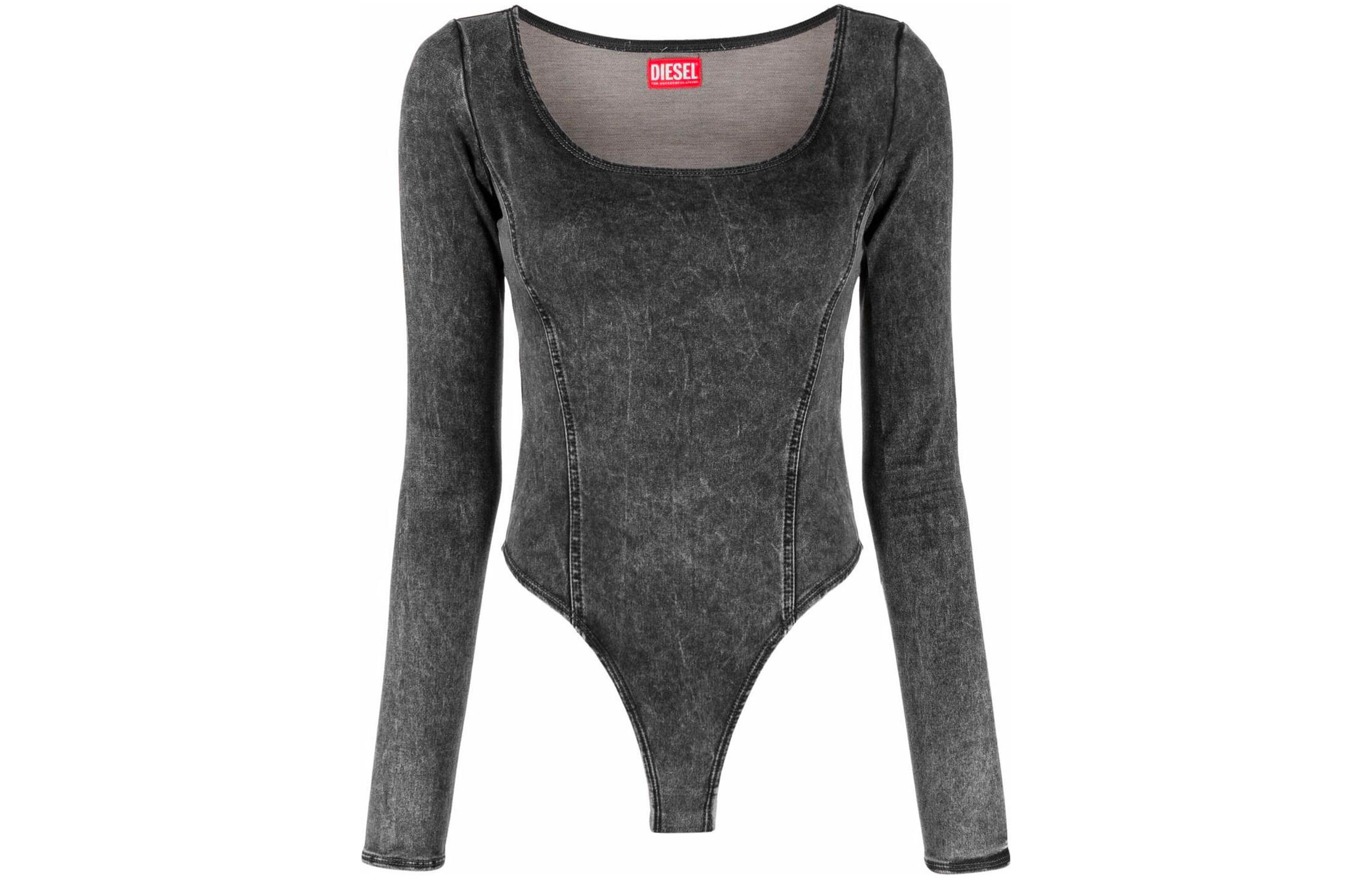 (Women) DIESEL FW22  Washed Black Solid Color Jumpsuit A03754069ZN02