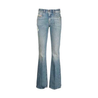 (Women) DIESEL FW22 Washed Faded Flared Jeans - Blue. A0361709D9801