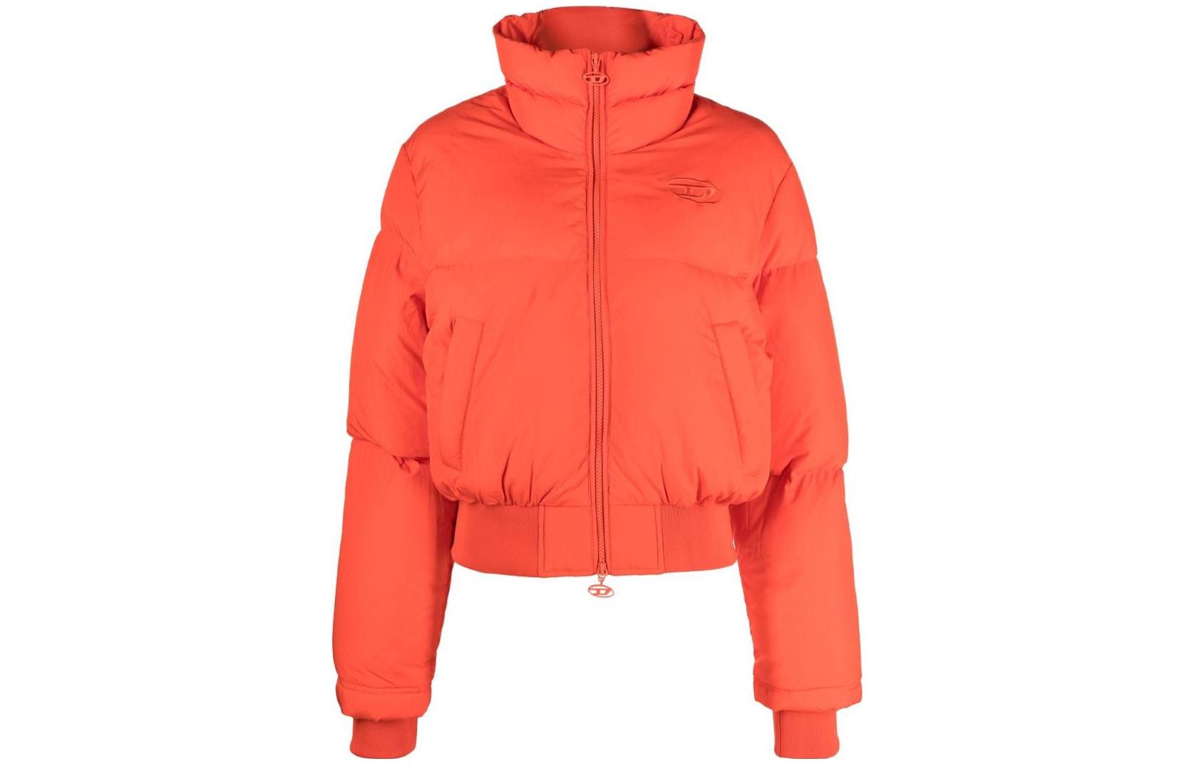 (Women) Diesel FW22 Orange Zip-Up High Collar Long Sleeve Jacket A067510AEAI37A