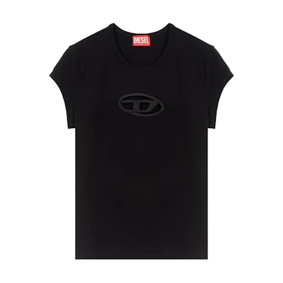 (Women) DIESEL FW22 OVAL-D Embroidered Cutout Logo Slim Fit Short Sleeve Tee Women A062680AFAA9XXA