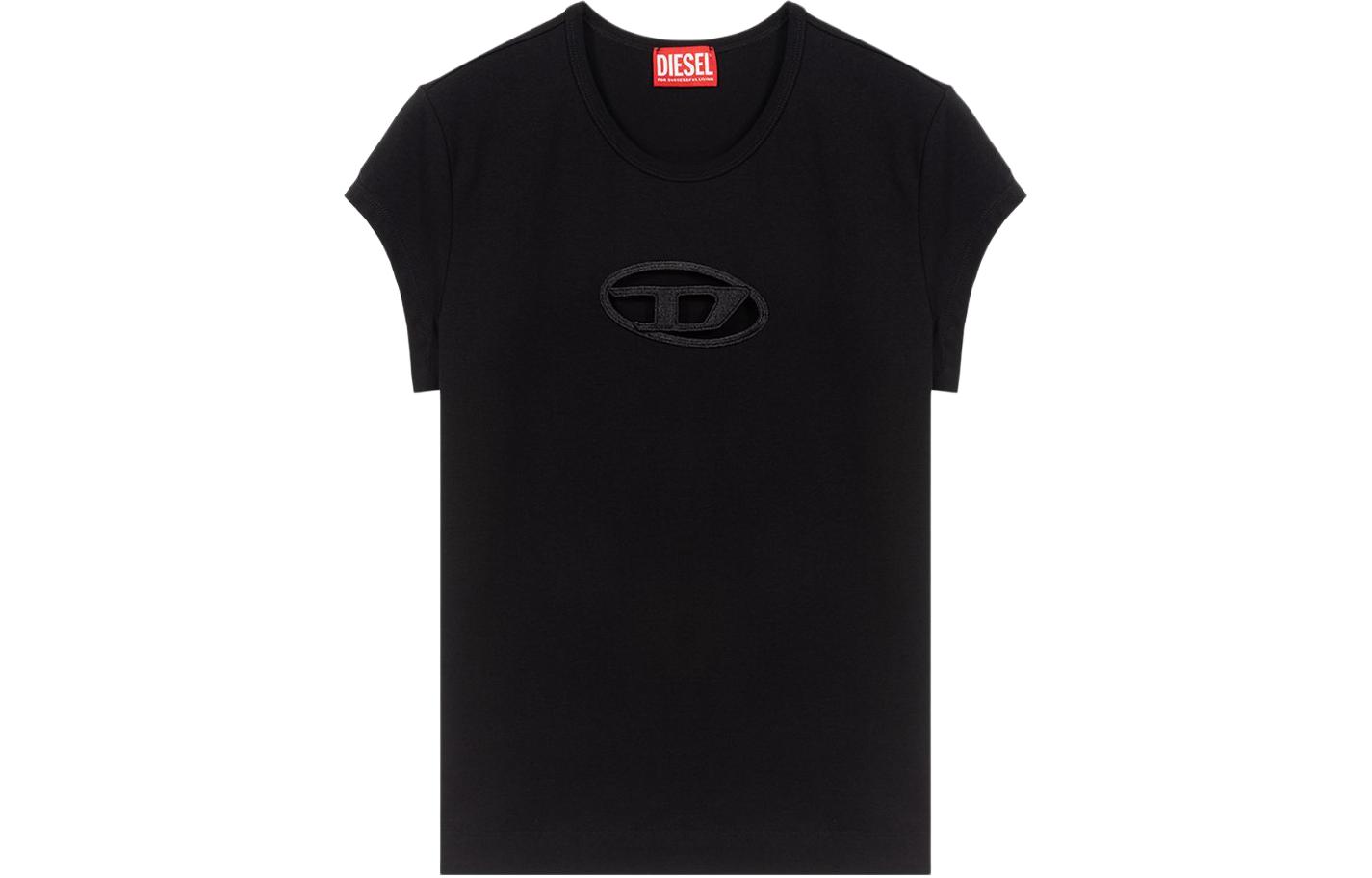 Order (Women) DIESEL FW22 OVAL-D Embroidered Cutout Logo Slim Fit Short Sleeve Tee Women A062680AFAA9XXA