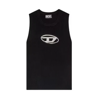(Women) DIESEL FW22 Oval-D Metal Cutout Logo Slim Fit Halter Tank Top Vest A096210DLAX9XX