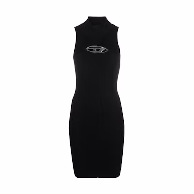 (Women) DIESEL FW22 OVAL-D Metal Logo High-Neck Sleeveless Dress Women Black A094630DLAX9XX